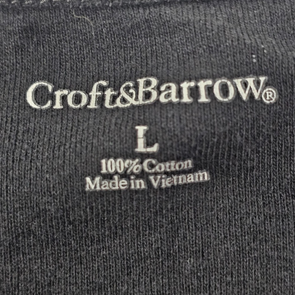 Croft & Barrow Black Short Sleeve Cotton V-Neck T-Shirt Women's L - Picture 3 of 6